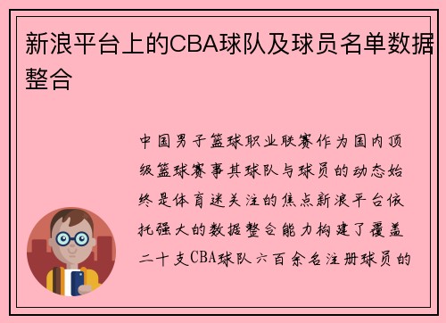 新浪平台上的CBA球队及球员名单数据整合